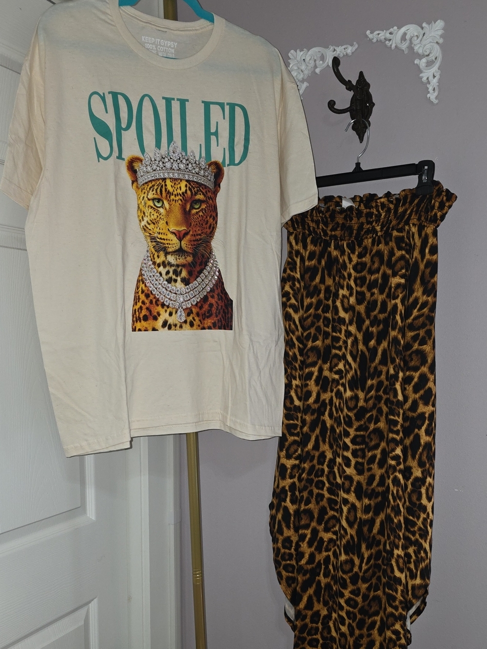2 Pc Leopard Set. Keep It GYPSY BLING "Spoiled" Leopard T + Asymetric Skirt